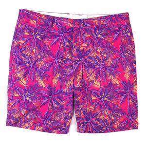 Mens Hreski Golf Shorts 40 Palm Trees Pink Purple